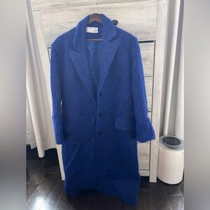 ASOS DESIGN smart brushed wool mix dad coat in blue